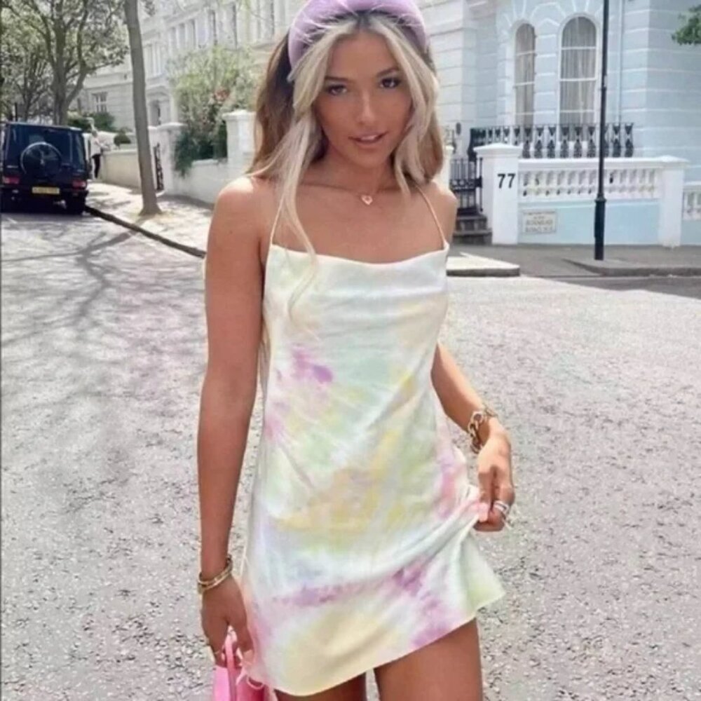 Zara Dress | Tie Dye Satin Strappy Mini